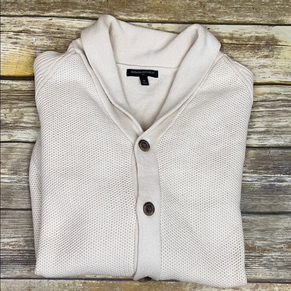 Banana Republic Other - Banana Republic Cream Shawl Sweater, Sz Medium
